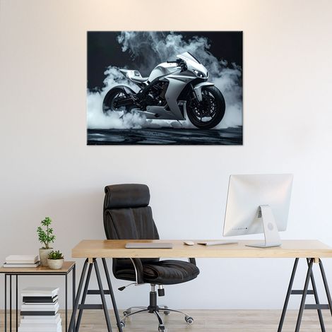 Wandbild Weißes Sportmotorrad 60x40 (1/4)
