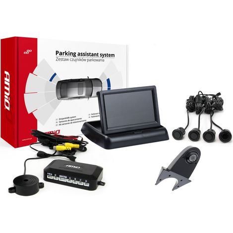 Kit di sensori di parcheggio TFT02 da 4,3" con telecamera HD-502-IR, 4 sensori, nero "oro" (1/5)