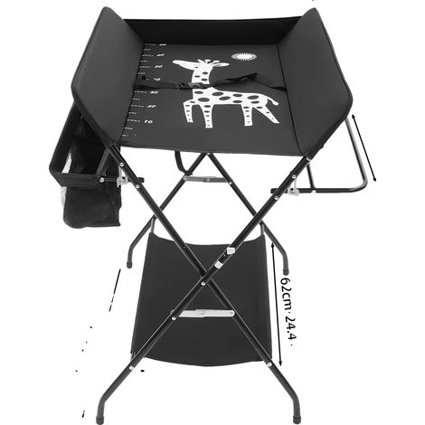 Station de change pour couches, design pliable, ceinture de sécurité incluse, Noir A (1/2)