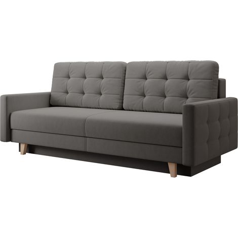 Selsey Verat - Schlafsofa mit Stauraum und Easy-Clean Veloursbezug, Dunkelgrau