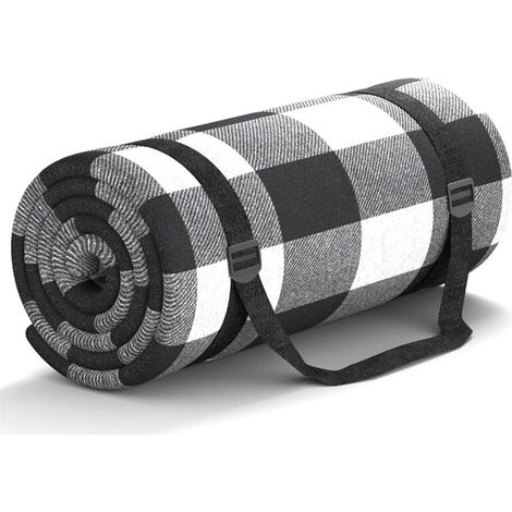 Couverture De Pique-Nique 200X200 Cm, Couverture De Plage ImperméAble sans Sable, Tapis De Pique-Nique Pliable Et BandoulièRe, IdéAl pour La Plage Parc (Grille Noire Et Blanche) (1/5)