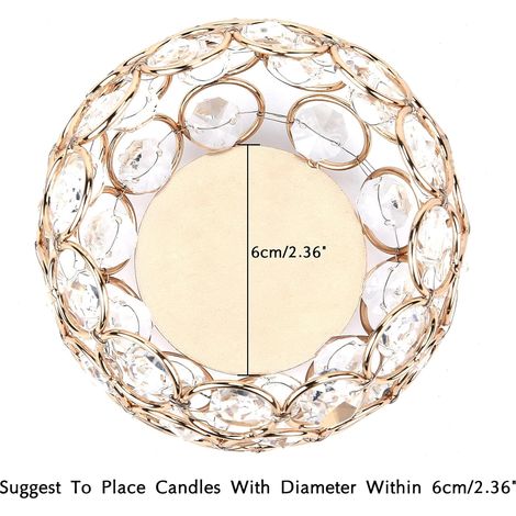Bougeoirs en Cristal doré Lot de 2 Bougies Chauffe-Plat Bol en métal Luxueux candélabre 12 cm de Haut bougeoir Ornements pour noël Salon centres de Table de Mariage (Grand)
