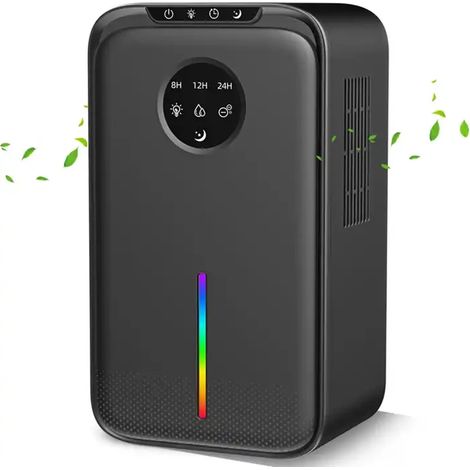 Déshumidificateur électrique 2,5 L (noir), purificateur d'air multifonctionnel, commandes tactiles intelligentes, fonctionnement silencieux, minuterie (1/5)