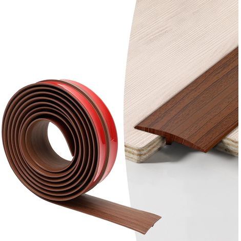 Profilé de Transition,Profilé en T Autocollant 3 m Bande de Transition,pour Relier les Espaces du Sol et les Carreaux de Plancher Stratifié,Barre de Seuil, 5 CM x 3 M(Grain de Bois Brun) (1/5)