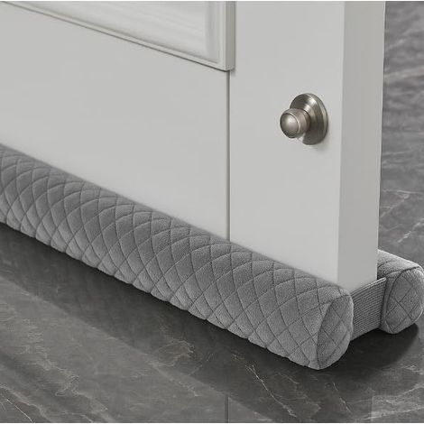 Sollbry Boudin de Porte Isolant Froid Double Joint pour Porte-sans Colle-Bas de Porte Isolation Anti Bruit Poussière Stop à l'air Froid Anti,Gris,76-91cm (1/5)