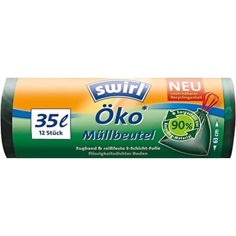 Swirl Öko Müllbeutel mit Tragegriff 35 L 12 Stück Müllbeutel (1/3)