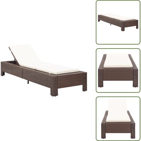 Sonnenliege mit Auflage Braun Poly Rattan - Sonnenliege - Gartenliege - Relaxliege - Poolliege - Outdoor Möbel (1/5)