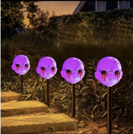 Piquets lumineux LED d'Halloween poupée fantôme pour jardin extérieur, lampe décorative IP65, commande par bouton, tension 1,2V DT-16 (1/5)