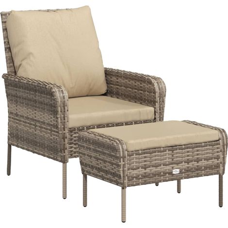 Maison Exclusive - Gartenstuhl mit Fußhocker Hellbraun Poly Ratta