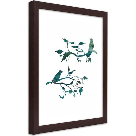 Quadro con cornice, Uccelli su ramoscelli - 20x30 (1/5)