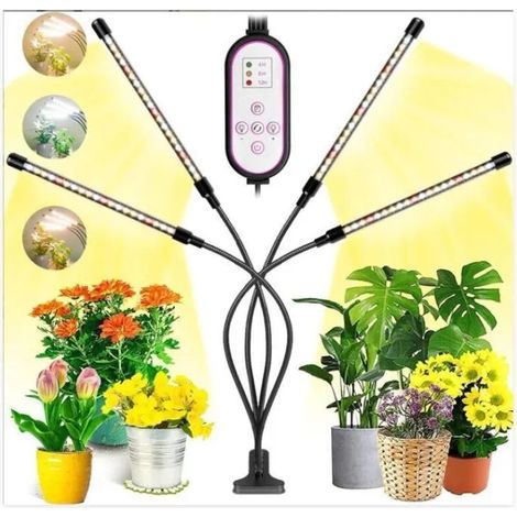 Lampe de croissance à 4 têtes pour plantes, éclairage à spectre complet pour semis et plantes succulentes SANPIE (1/4)