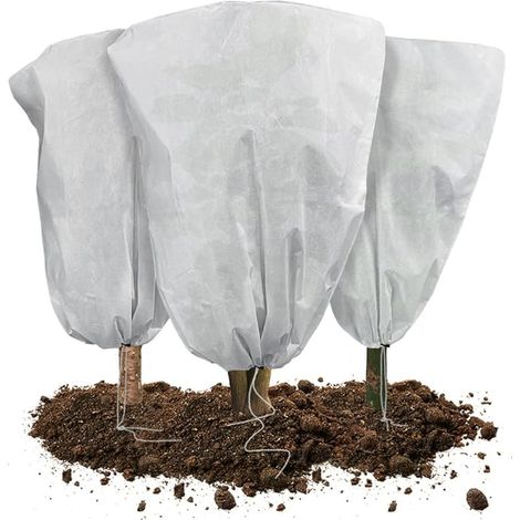 Lot de 3 Housse Hivernage Plante avec Cordon de Serrage Voile d’Hivernage en Polypropylème 80g/m² Housse de Protection pour Plantes Réutilisable Résistant 80x100c (1/4)