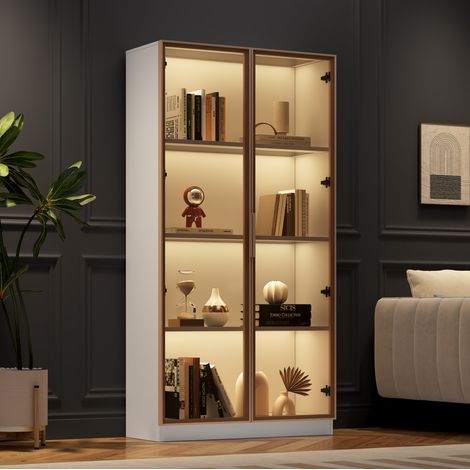 Vitrina aparador con LED y estantes ajustables OKMYHOME (1/5)