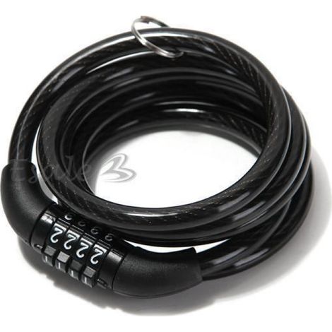 Câble Antivol - Cadenas À Combinaison Spirale 4 Chiffres - Pour Vélo VTT Moto - Longueur 120 cm Diamètre 8 mm - Acier Au Manganèse - 1 Pièce (1/4)