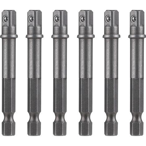 Set mit 6 Steckschlüsseladaptern, Steckschlüsseladapter, 1/4"-Sechskantadapter, Vierkant-Sechskantschaft, für Akku-Bohrschrauber und -Schrauber, Bithalter (1/5)