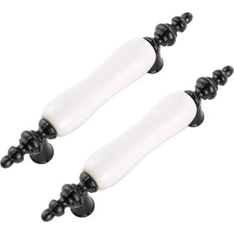 Set of 2 Modern Style Ceramic Door Handles with Screws for Cabinets, Cupboards and Drawers (1/5)