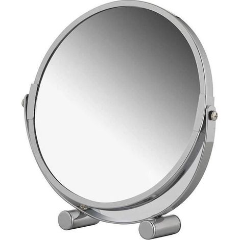Miroir cosmétique double face 3x sur pied pivotant chromé 17 cm (1/4)
