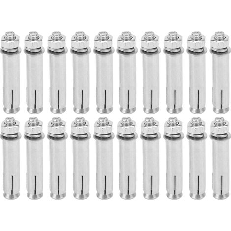 Cheville d'expansion M6x50 en acier inoxydable, lot de 50 vis à frapper, accessoires pour perceuse électrique, chevilles à expansion pour trous, fixation robuste. (1/5)