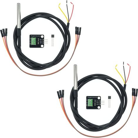 Lot de 2 modules de capteur de température DS18B20 avec sonde étanche en acier inoxydable, TO-92 pour Arduino et Raspberry Pi (1/5)