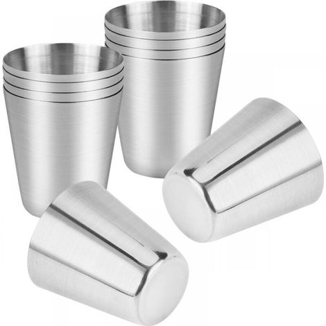 12 Pieces 30ML Stainless Steel Tumblers Reusable Metal Mugs for Coffee, Beer, Whiskey for Camping, Party, Outdoor, Travel, Bar, BPA Free (1/5)