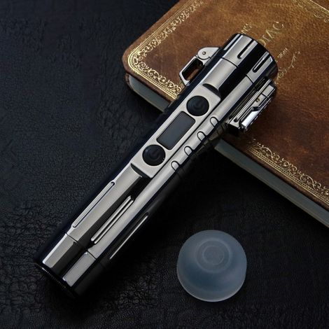 Tondeuse à barbe noire rechargeable multifonction, rasoir automatique pour homme, cadeau original, coupe-cheveux et poils, style de poche, batterie USB (1/5)
