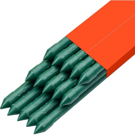 Tuteurs de Jardin, Lot de 15, 1705 mm, Tuteurs à Tomates en Métal Revêtu de Plastique, Bâtons de Soutien pour Plantes, Extrémité Pointue et Bosses Antidérapantes pour Plantes Grimpantes, Légumes d'Ext (1/5)