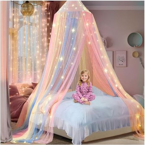 Ciel de lit Fille, ciels de lit, (60  250  1250 cm) moustiquaire à Suspendre, pour Chambre d'enfant, décoration de Chambre, moustiquaire pour Voyage et Maison, intérieur et extérieur