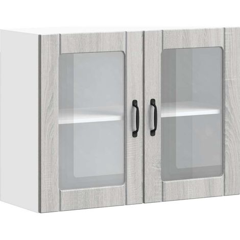 Maison Exclusive - Pensile da Cucina con Porta in Vetro Lucca Grigio Sonoma