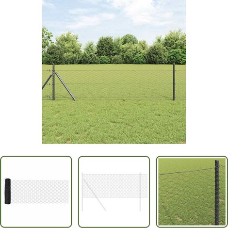 vidaXL Terrassenzaun - Hexagonzaun Grau 0,4 x 25 m PVC (1/5)
