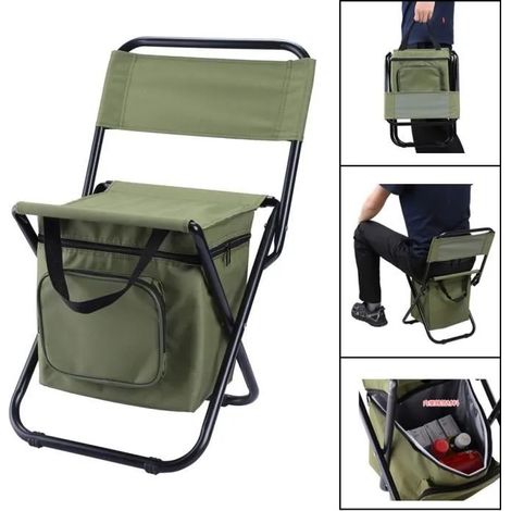Chaise pliante - Portable - Sac de glace inclus - Idéale pour camping et pêche - Supporte 100kg (1/4)