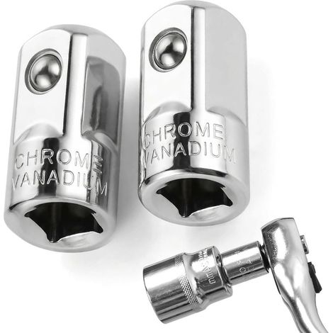Steckschlüsseladapter, Steckschlüssel-auf-Bit-Konverter, 1/4-Zoll-auf-1/2-Zoll-Adapter für Ratschen und Handwerkzeuge, 2-teiliges Set (1/4)