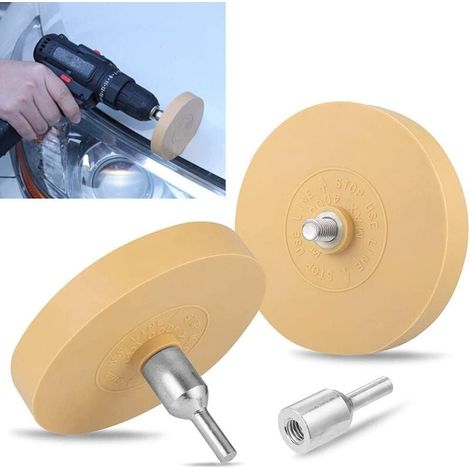 2 Stück Wheel Eraser Decal, mit 1x Adapter zum professionellen Entfernen von Folien und Kleberesten an Fahrzeugen, Autos oder Motorrädern (88mm) (1/4)