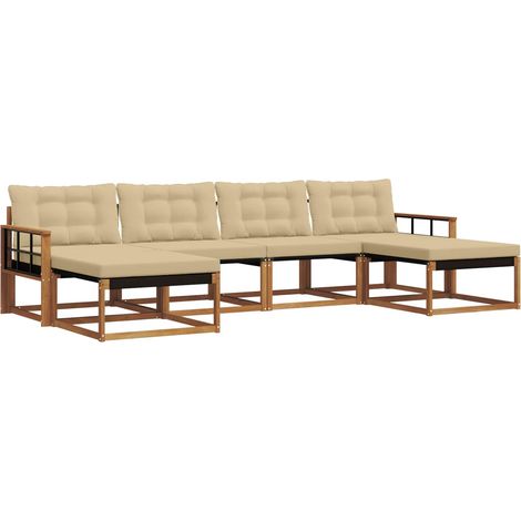 Outdoor Sofa Set with Cushion 6 pcs Natural and Beige vidaXL (1/5)