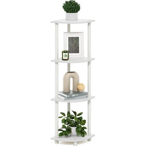 Étagère D’Angle, Bibliothèque D’Angle À 4 Niveaux, Étagères Ouvertes pour Exposition Et Rangement, pour L’Organisation Et Le Rangement, Salon, Bureau À Domicile, Garage, Blanc (1/5)