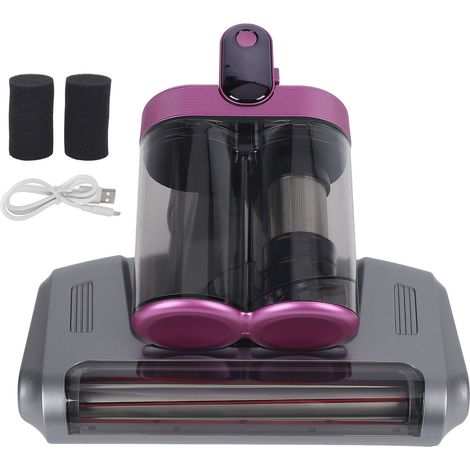 Aspirateur de lit sans fil pour matelas, aspiration de 13 000 Pa, grand bac à poussière de 520 ml, large orifice d'aspiration, idéal pour lit, canapé et tapis. Gris et violet. (1/5)