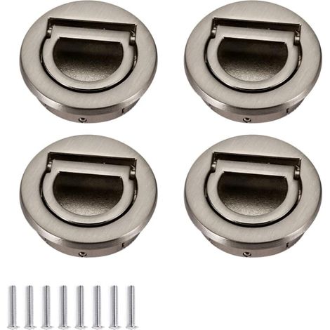 4 pièces Rond Affleurante Poignée de Tiroir Tatami Invisible Poignées Zinc Alliage Encastrable Dissimulé Armoire Boutons Caché Placard Porte Poignées Accessoires d'armoires