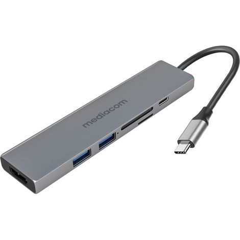 Mediacom MD-C312 replicatore di porte e docking station per laptop Cablato USB 3.2 Gen 1 (3.1 Gen 1) Type-C Grigio