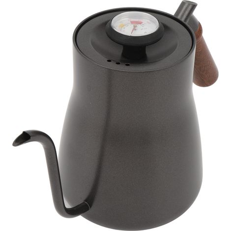Bouilloire à café avec thermomètre de 850ml, bec Long et mince, poignée en bois en acier inoxydable, théière à col de cygne pour la maison, les voyages et le bureau (1/5)