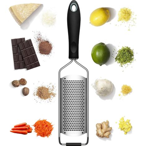 Rappe a Fromage Manuelle&Zesteur Agrumes Râpe à zesteur Premium Classic Tranchant Acier Inoxydable, idéale pour Parmesan, Le Fromage à pâte Dur, Le Gingembre, Le Chocolat, la Muscade et la Truffe (1/5)