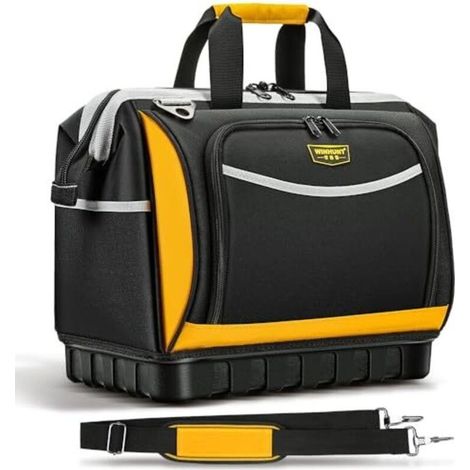 Sac à outils de 40 cm avec bandoulière, 25 poches, robuste et étanche, avec fermeture éclair, idéal pour électriciens, techniciens et plombiers.