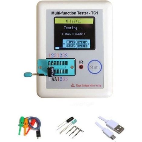 Tester multifunzione per transistor TFT Lcr-Tc1, display grafico a colori, batteria al litio ricaricabile inclusa. (1/4)