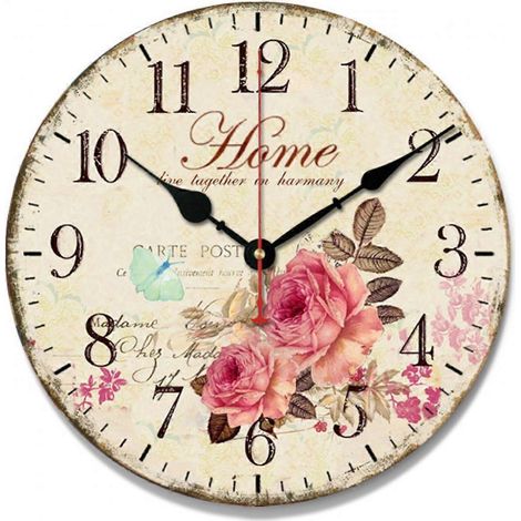 Horloge murale vintage silencieuse en bois de 30 cm (12 pouces), sans tic-tac. (1/5)