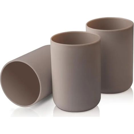 Ensemble de 3 gobelets à dents, en plastique de qualité alimentaire, entièrement incassable (Marron) (1/5)