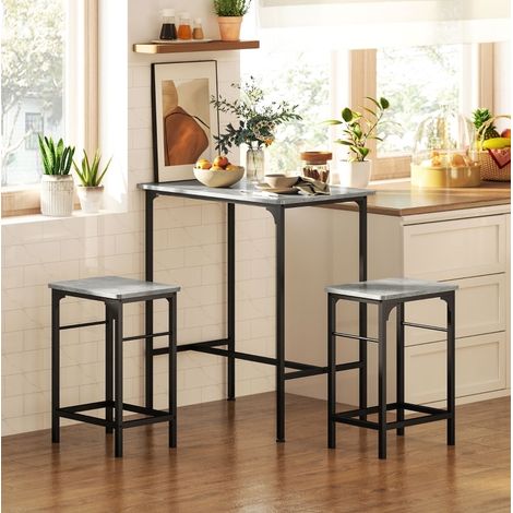 CHICFURN Conjunto de mesa alta 80 x 50 x 87 cm de acero gris con 2 taburetes (1/5)