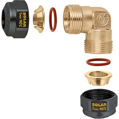 Raccord courbé à joint torique mécanique pour systèmes solaires. Diamètre du tube Ø18 Caleffi 254508  Ø 18