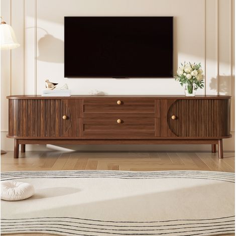 Mobile TV 170 x 39,5 x 46 cm con ante e cassetti, MDF colore noce DESVIAE (1/5)