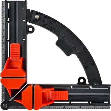 Morsetto di posizionamento multi-angolo nero, 17,8 cm x 17,8 cm, morsetto ad angolo retto regolabile da 30° a 90°, adatto per l'assemblaggio di mensole e armadi, dispositivo di fissaggio robusto (1/5)