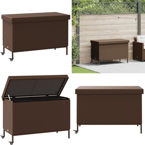 vidaXL Gartentruhe mit Rollen Braun 110x55x73 cm Poly Rattan (1/5)