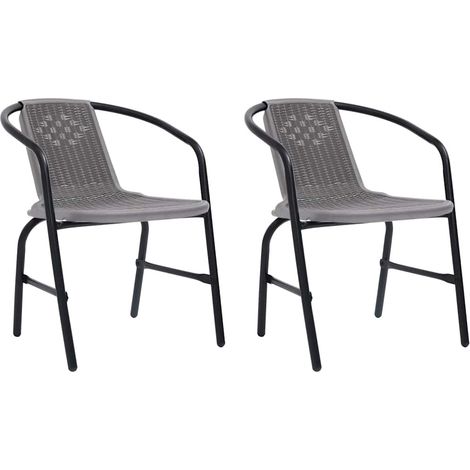 Gartenstühle 2 Stk. Kunststoff Rattan-Optik und Stahl 110 kg