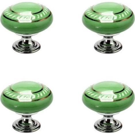Lntyq 4pc Button of Furniture Button Door Button Drawer Cabinet Cabinet Handle of Furniture Ceramic Vintage Cercle Or Green (1/5)